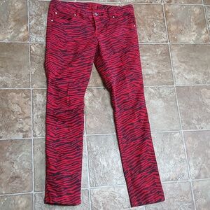 Tripp NYC Red and Black Zebra Skinny Pants